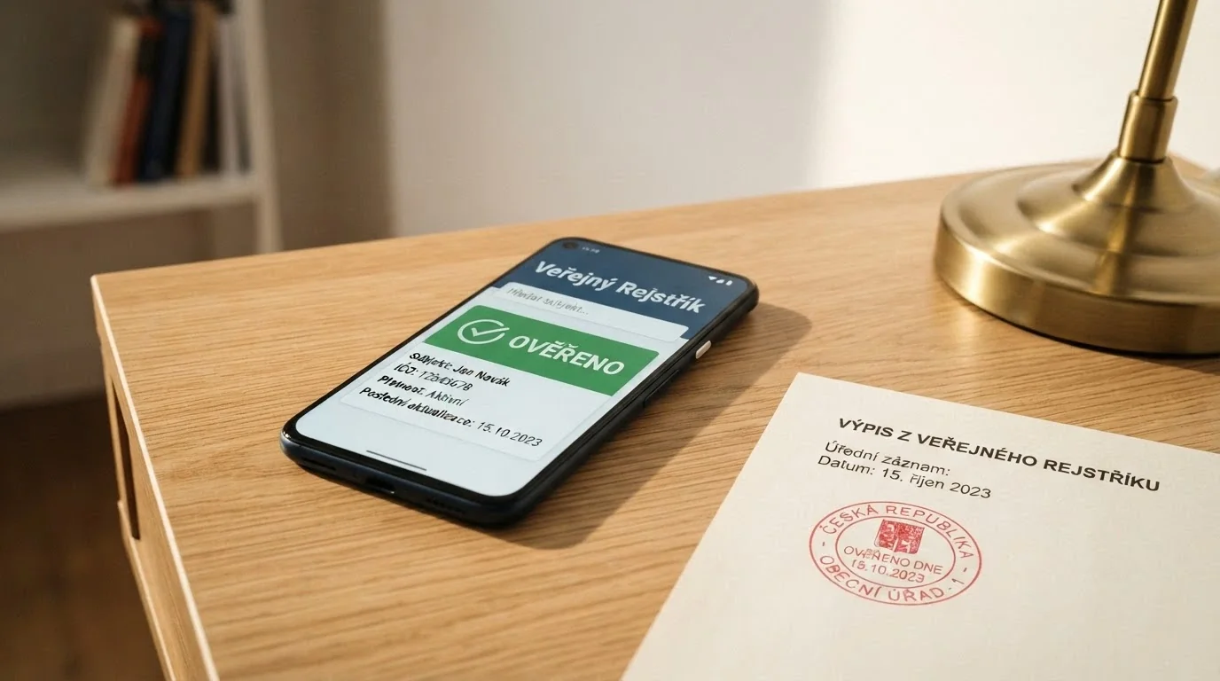 Úřední dokument s razítkem a logem Ministerstva financí ČR, vedle něj mobil s otevřeným Seznamem legálních provozovatelů