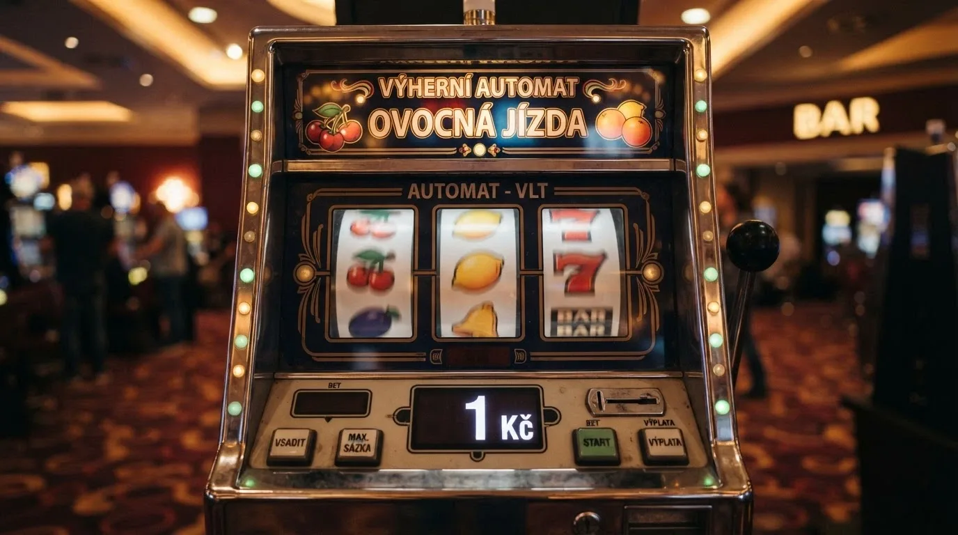 Zblízka detail rulety nebo výherního automatu s zvýrazněnou sázkou 1 Kč za jednu otočku