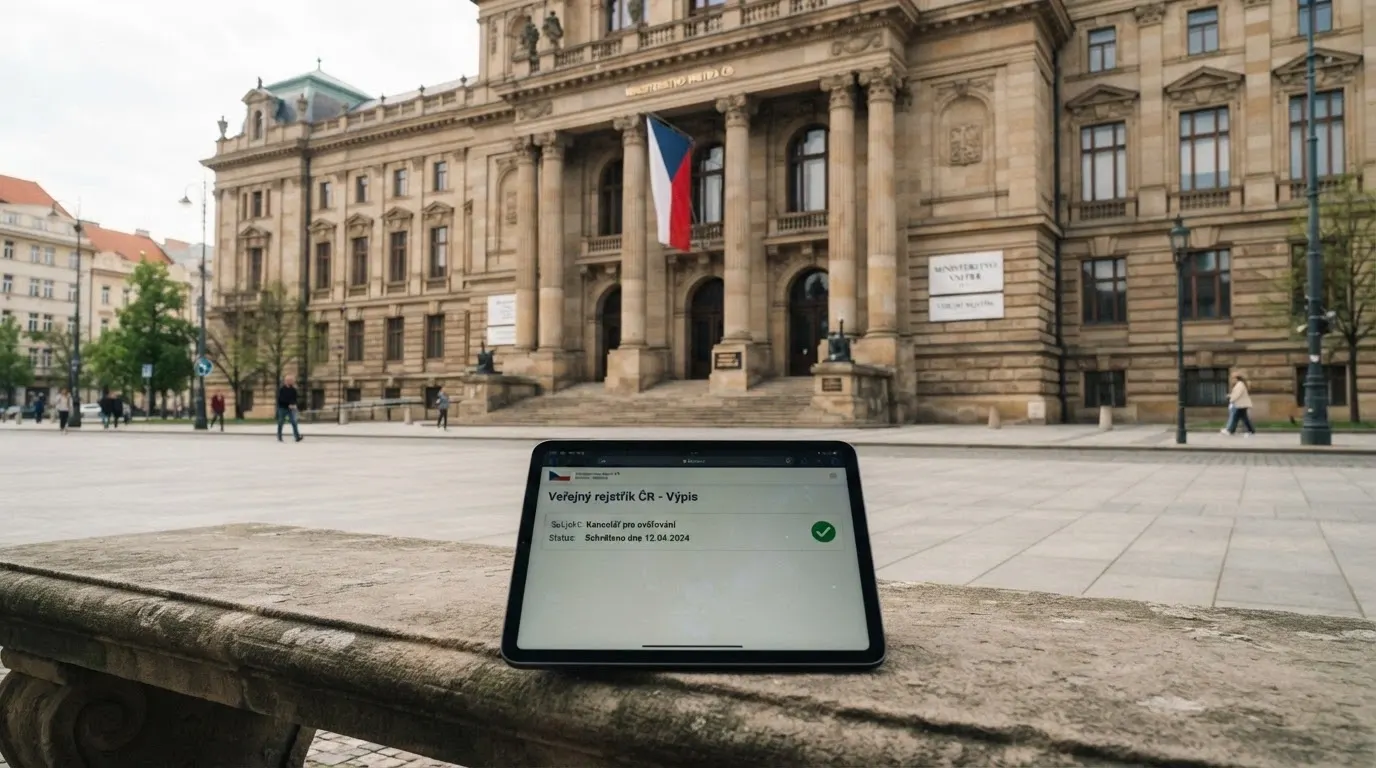 Budova Ministerstva financí ČR a výřez z veřejného registru licencovaných provozovatelů hazardních her
