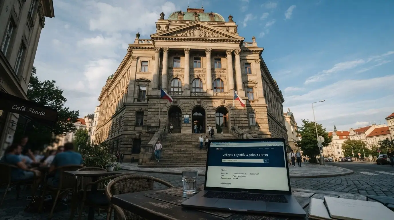 Budova Ministerstva financí ČR a úřední dokument s textem zákona o hazardních hrách na stole