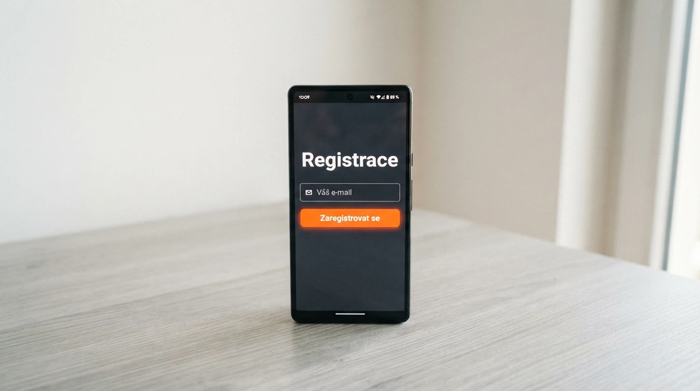 Rozhraní online casina zobrazující uvítací bonus s textem „registrace e-mailem, bez nahrávání dokladů“