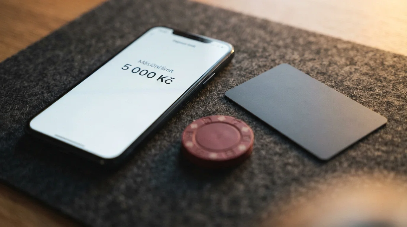 Mobilní telefon vedle bankovní karty — vizuální kontrast limitované a neomezené platební metody